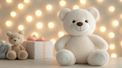 Cute Teddy Bear with Gift Box and Lights