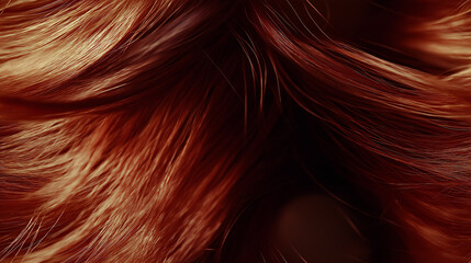 Naklejka premium a close-up, top-down view of red hair filled the entire frame, filling the image with its red color and smooth texture