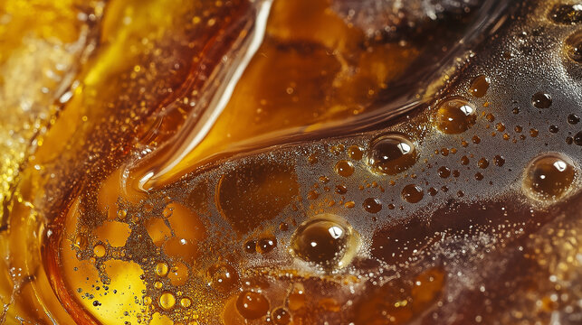 Abstract oil concept image: a close-up, top-down view of tamarind oil, filling the entire frame with a focus on its dark amber color