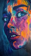 Abstract Colorful Portrait of a Woman - Expressive Art