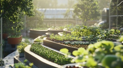 Obraz premium An urban farm on a building rooftop, integrating sustainability into city living.