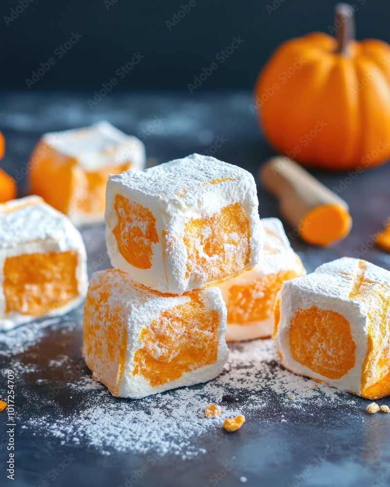 Wall mural Halloween themed food marshmallow orange