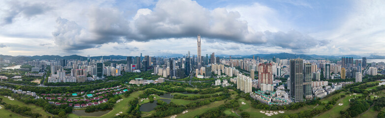 Aerial view of Skyline in Shenzhen city in China