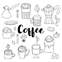 Simple hand drawn hot drink elements