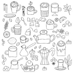 Simple hand drawn hot drink elements