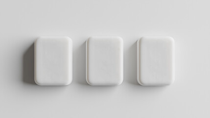 top down view, a soap placed on the left side of a white background