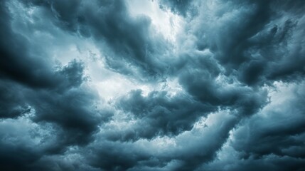 Dark clouds over overcast sky, threatening rain, creating moody atmosphere