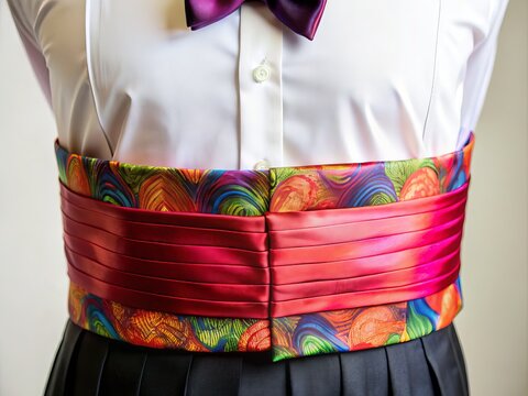 Opulent cummerbund crafted from premium fabric, designed to elevate formal wear and chic outfits for men and women
