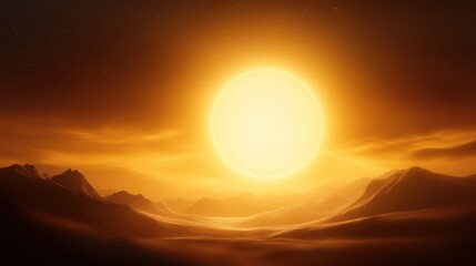 Obraz premium Majestic sunset over mountains, vibrant colors and serene atmosphere, ideal for relaxation and inspiration.