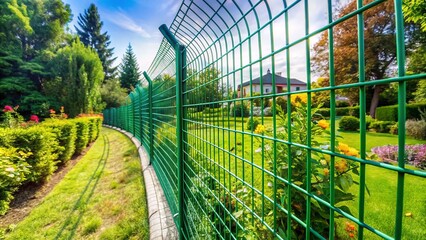 Resilient and multipurpose green garden wire fence designed for plant support and garden embellishment. Perfect for