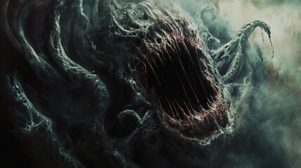Dark Abstract Creature: A Nightmarish Digital Painting