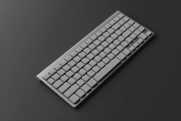 Minimalist wireless keyboard on dark background. Isolated product design for technology concept.