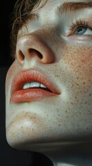Fototapeta premium Close-Up Portrait of a Person with Freckles