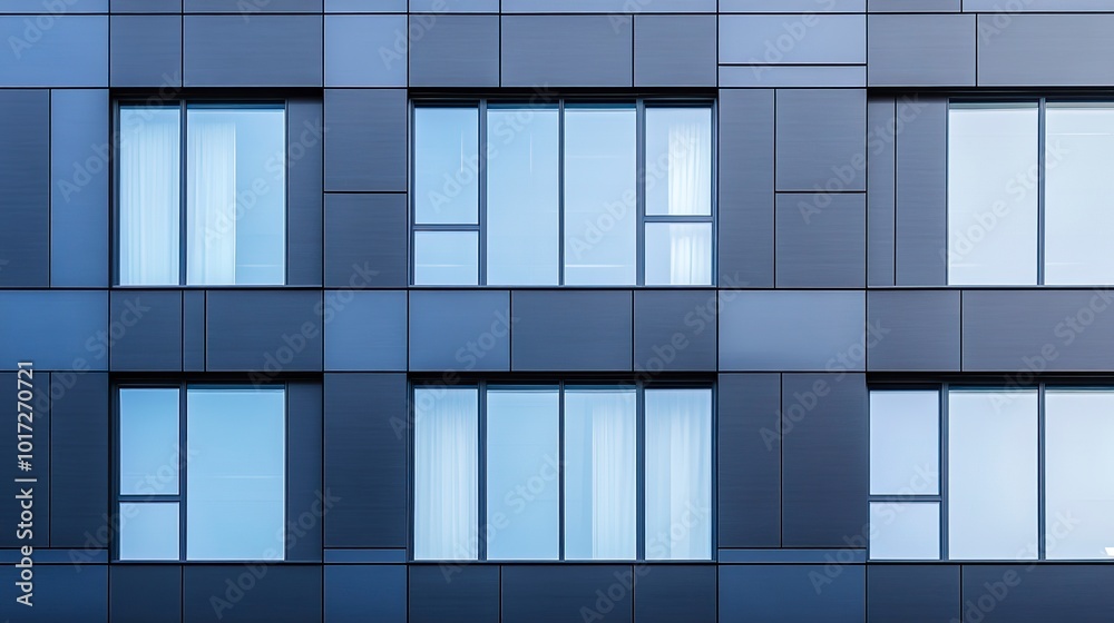 Sticker modern office building facade with graphite cladding and large windows contemporary architecture  