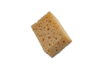 Isolated natural coconut sponge on a white background. Dishwashing accessory made of natural materials.