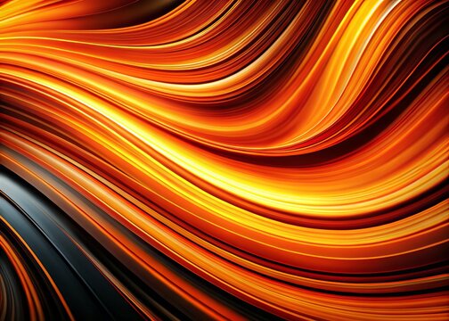 Smooth orange and black curves intertwine, forming a captivating visual composition that exudes dynamism and fluidity
