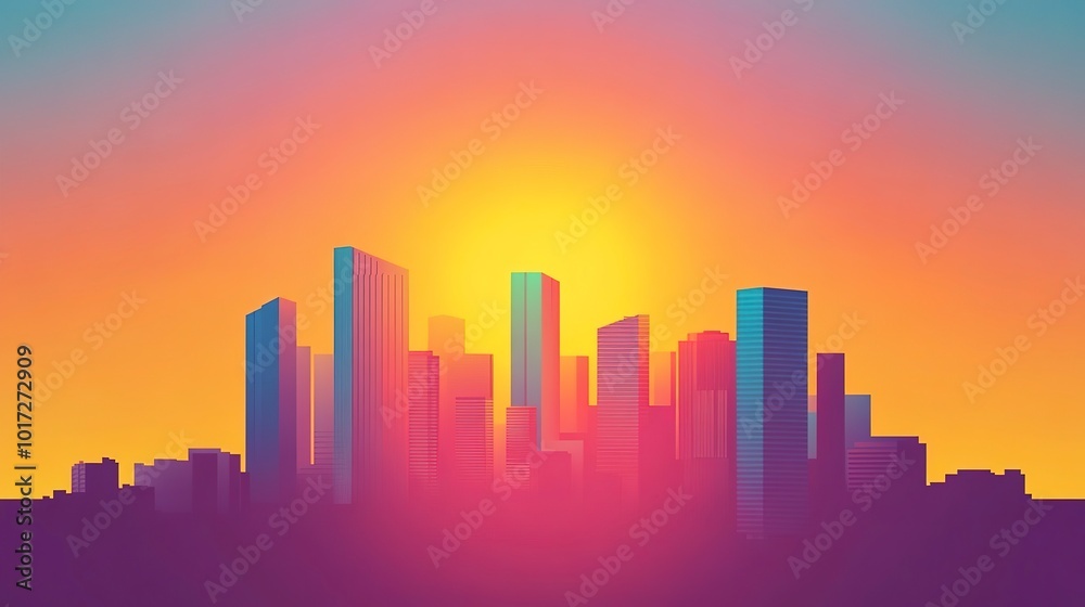 Canvas Prints sunrise city vector flat minimalistic isolated illustration  