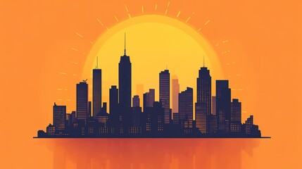 Obraz premium sunrise city flat minimalistic isolated illustration 