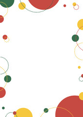 丸のポップなフレーム、シンプルな背景、クリスマスカラー、縦向き