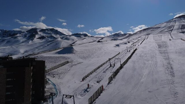 Nevado Valley Ski Resort At Andes Mountains Santiago Chile.