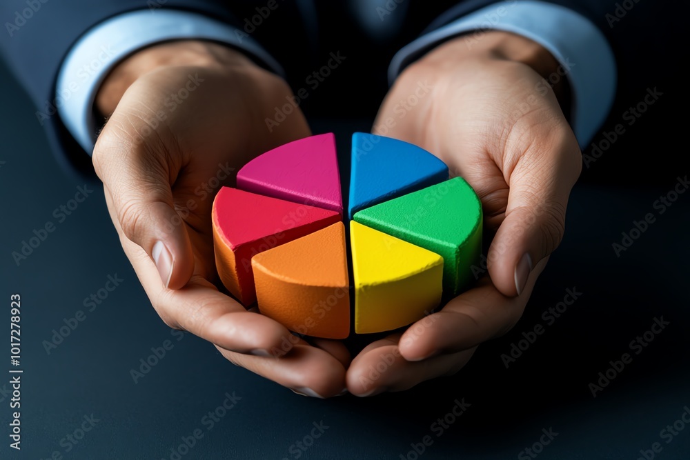 Aufkleber Business analyst presenting a pie chart that breaks down the LTV of different customer demographics, representing the diverse value brought by various customer segments, symbolizing data segmentation