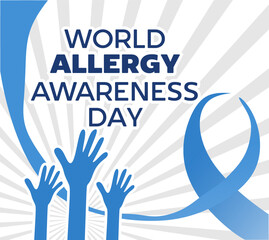 world allergy awareness day with blue ribbon
