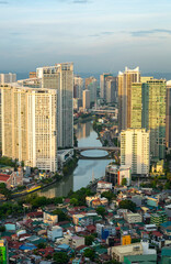 Fototapeta premium View from a high condo building,overlooking Guadalupe district of Metro Manila,Philippines.