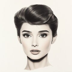 Fototapeta premium Portrait of a Woman with a Vintage Hairstyle