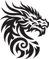 dragon head tribal logo vector black and white