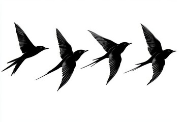 Flying Swallows Silhouettes Vector Illustration