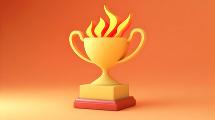 A trophy with flames, symbolizing achievement and victory.