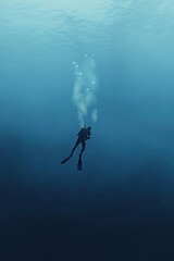 Diver in deep sea
