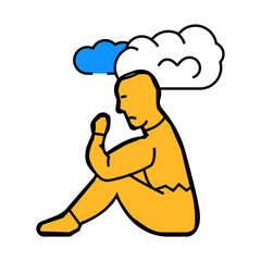 sad person stress headache line icon vector. sad person stress headache sign. isolated symbol illustration
