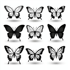 Black Butterfly Silhouette Vector Set