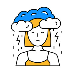 unhappy person stress headache line icon vector. unhappy person stress headache sign. isolated symbol illustration