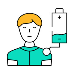 tired person stress headache line icon vector. tired person stress headache sign. isolated symbol illustration