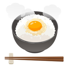 卵かけご飯 箸付きのベクターイラスト