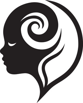 black and white woman profile design clip art preview