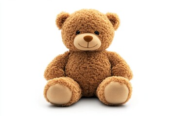 Obraz premium Cute Brown Teddy Bear Sitting Isolated on White Background