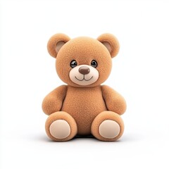 Fototapeta premium Cute Plush Brown Teddy Bear Toy Sitting Isolated on White Background