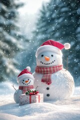 Cute snowman. Winter holiday theme.