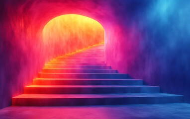 Vivid Ascent: 3D Staircase with Color Gradient