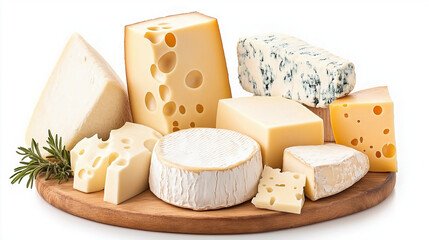 blocks of Dutch cheese on a wooden tray.