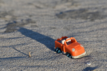 toy car on the beach
