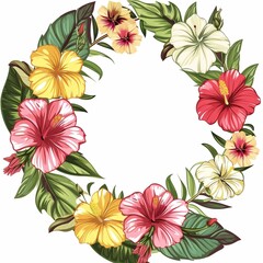 Elegant floral frame with colorful flowers on a clean white background.
