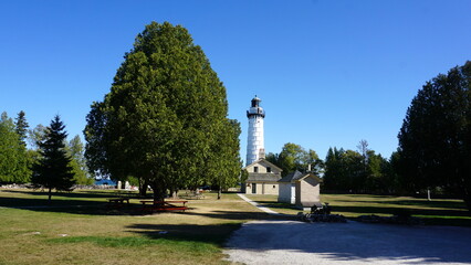 Obraz premium Cana Island Lighthouse on a Clear Day in Door County, Wisconsin