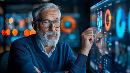 Senior Businessman Engaged in Virtual Meeting
