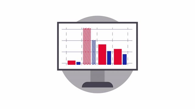 infographics elements bar graph with red and blue bars, suitable for financial reports, data analysis presentations, business analytics.