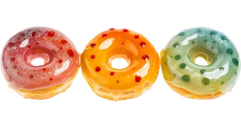 Fototapeta premium Colorful glazed donuts isolated on white background with clipping path