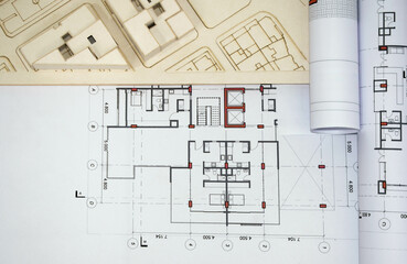 architectural plans for residential buildings. Architectural model to scale